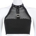 Dámský děrovaný crop top černý 3