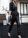 Lång jumpsuit i läder för kvinnor 3