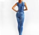 Ärmlös denim jumpsuit för kvinnor 3