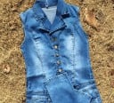 Ärmlös denim jumpsuit för kvinnor 4