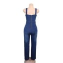 Denim jumpsuit för kvinnor med remmar 3