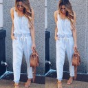 Denim jumpsuit för kvinnor med spets och knappar 5