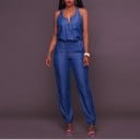 Denim jumpsuit för kvinnor med dragkedja 3