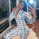 Elastisk jumpsuit för kvinnor med tryck 7