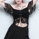 Dámský gotický crop top s krajkou 6
