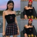 Dámský chlupatý crop top černý 4