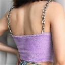 Dámský chlupatý crop top fialový 2