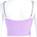 Dámský chlupatý crop top fialový 5