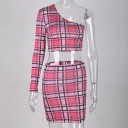 Dámský kostkovaný crop top a sukně B1034 5