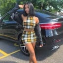 Dámský kostkovaný crop top a sukně B1281 2