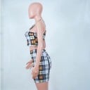Dámský kostkovaný crop top a sukně B1281 3