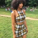 Dámský kostkovaný crop top a sukně B1281 6