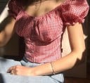Dámský kostkovaný crop top A1049 3