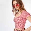 Dámský kostkovaný crop top A1049 7