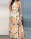 Dámský květovaný crop top a sukně A2629 2