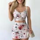 Top y falda con estampado floral para mujer B1206 3