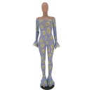 Blommig jumpsuit för kvinnor med volanger 4