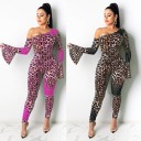 Leopard jumpsuit för kvinnor med långa ärmar B863 7
