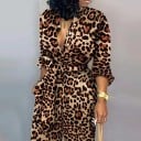 Leopard jumpsuit för kvinnor med långa ärmar B869 2