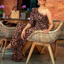 Leopard jumpsuit för kvinnor med en ärm 4