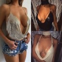 Dámský metalický crop top s velkým výstřihem 4