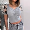Dámský pletený crop top A2938 2