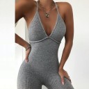 Stickad jumpsuit för kvinnor med öppen rygg 4
