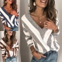 Jersey de punto de mujer con rayas A2274 5