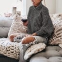 Suéter de cuello alto de punto para mujer 5
