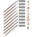 9-delige bruine set nagelborstels 15,5 - 16 cm, 5,2 - 12,7 mm, stevige fijne haren 5