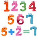 Magnetiska trä-siffror 0 till 9 med tecken för barn 15 st Färgglada mönster och tecknade ögon Lärande av matematik på kylskåpet och magnettavlan 3