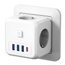 Cub de priză divizată cu comutator 3x USB, 1x USB-C, 3x priză 1