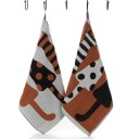 Barnhandduk med katttryck Bomullshandduk för barn Vändbar handduk för barn med ögla 35 x 40 cm 6