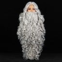Ensemble perruque et barbe Blanche ou grise Perruque longue ondulée avec une barbe fournie Costume Cosplay Carnaval Accessoire de théâtre 6