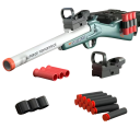 Airsoftpistol Barnpistol 57 cm Plastleksak för pojkar med sikte 10 mjuka kulor 3 projektiler Kulhållare 2