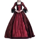 Abiti da ballo medievali per donna con maniche a campana e scollatura quadrata con pizzo e gonna ampia per eventi in costume e servizi fotografici 5