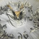 Abiti da danza per bambini con gonna in tulle in poliestere bianca decorati per balletto e spettacoli di danza 6