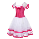 Abiti da danza per ragazze con maniche arricciate, fiocco e lunga gonna in tulle, costume da balletto in poliestere ed elastan per esibizioni 7