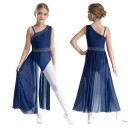Abiti da danza per ragazze con taglio asimmetrico in chiffon di poliestere per danza scenica e spettacoli 3