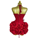 Abiti da donna corti con spalline, volant e top corpetto con decorazione floreale per balli, feste e eventi serali 5