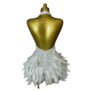 Abiti da donna corti con strass, perle e piume senza spalline con scollatura halter per balli, feste ed eventi serali 8