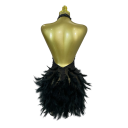 Abiti da donna corti con strass, perle e piume senza spalline con scollatura halter per balli, feste ed eventi serali 7