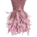 Abiti da donna corti con strass, perle e piume senza spalline con scollatura halter per balli, feste ed eventi serali 10