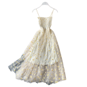 Abiti lunghi con motivo floreale in tulle Top arricciato con spalline e gonna doppia con strato trasparente Abiti estivi romantici 2