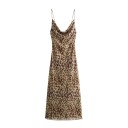 Abiti lunghi da donna con stampa leopardata Taglio aderente Abiti sexy con spalline sottili Elegante motivo animale Moda da festa serale 4