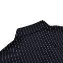 Abiti mini da donna a camicia con maniche lunghe e colletto a bottoni con gonna aderente blu scuro a righe sottili da ufficio 10