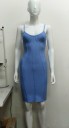 Abito da donna blu a fascia con spalline sottili Taglio aderente a tubino Corpetto sagomato Lunghezza al ginocchio Nylon elasticizzato con spandex 3
