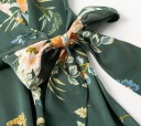 Abito da donna verde scuro con stampa floreale Scollo a V maniche corte e libere Chiusura laterale Gonna asimmetrica Poliestere 6