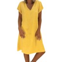 Abito estivo da donna al ginocchio con scollatura a V e maniche corte Taglio arioso Cotone e poliestere Può essere indossato anche 5