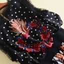 Abito maxi nero da donna senza maniche con ricamo floreale di rose Stampa a pois con cuori e carte da gioco Volant in tulle Poliestere 5